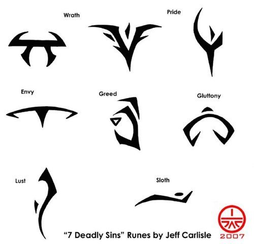 7 deadly sins symbols tattoo