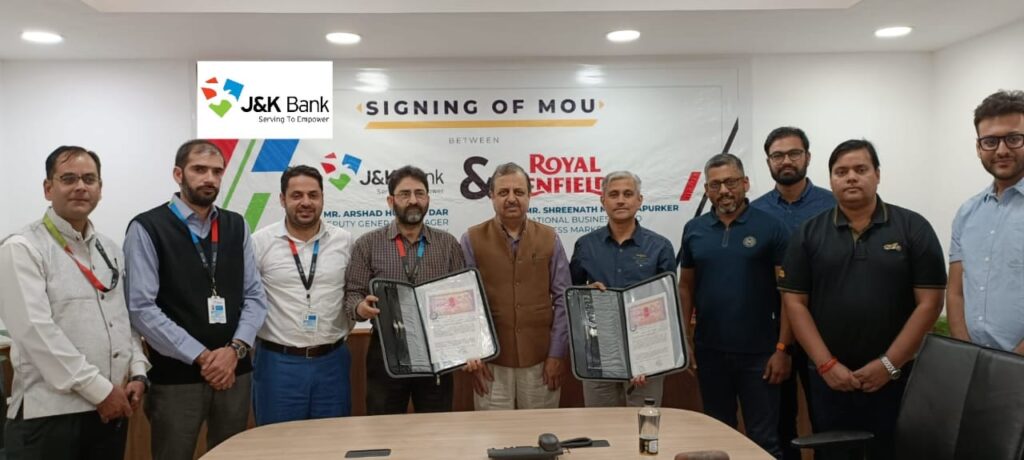 J&K Bank Inks MOU With Royal Enfield For Retail Financing
