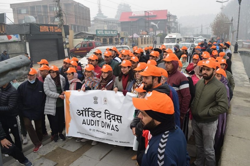 AG Office Srinagar Commences Audit Week Celebrations with Marathon and Cleanliness Drive
