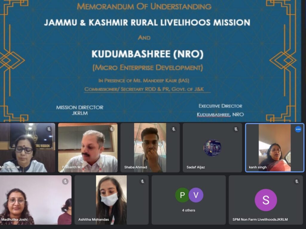 JKRLM Signs MoU With Kudumbashree NRO To Support Micro Enterprise Development Prog In J&K