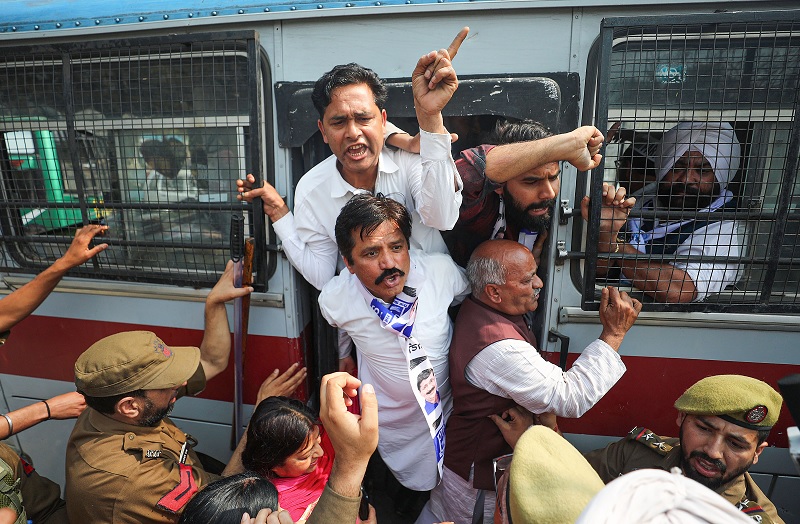 AAP Workers Detained During Protest Against Kejriwal’s Arrest