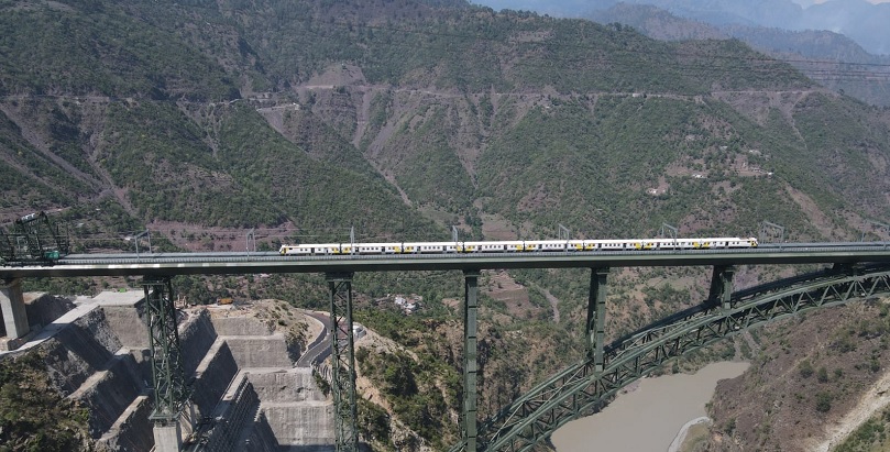 Railways Conducts Trial Run On World's Highest Arch Rail Bridge In J&K