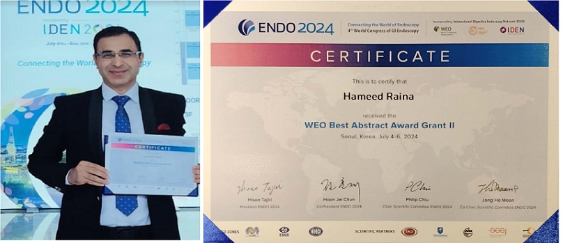 Best Paper Awards: Kashmiri Doctor Awarded At 4th World Congress Of GI Endoscopy Held In Seoul