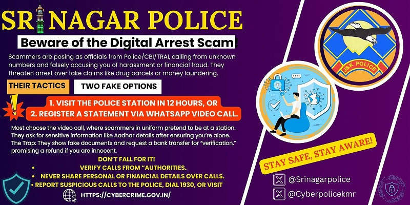 Srinagar Police Warns Public Of 'Digital Arrest' Scam, Urges To Exercise Caution