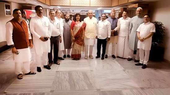 Opposition Members Demand Tenure Extension Of Parliamentary Panel On WaqfMembers of Parliament's Joint Committee on Waqf (Amendment) Bill pose for a photograph at a break during their first meeting at Parliament House Annexe in New Delhi on August 22. (PTI)
