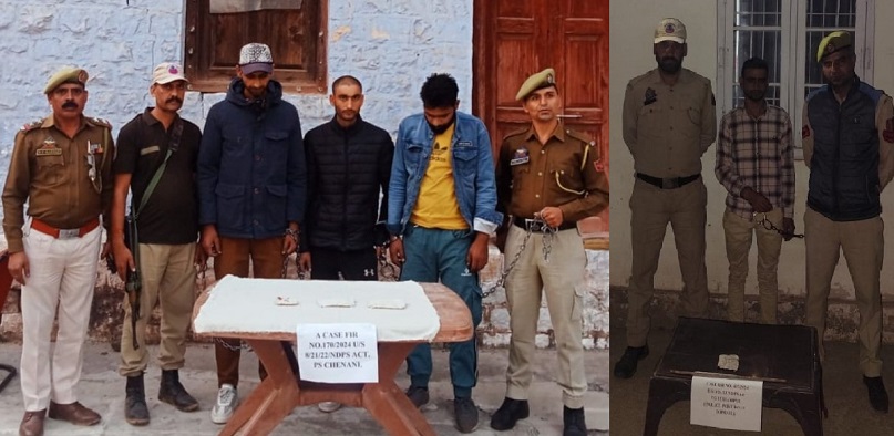 Four Drug Peddlers Held With Heroin In J&K’s Udhampur