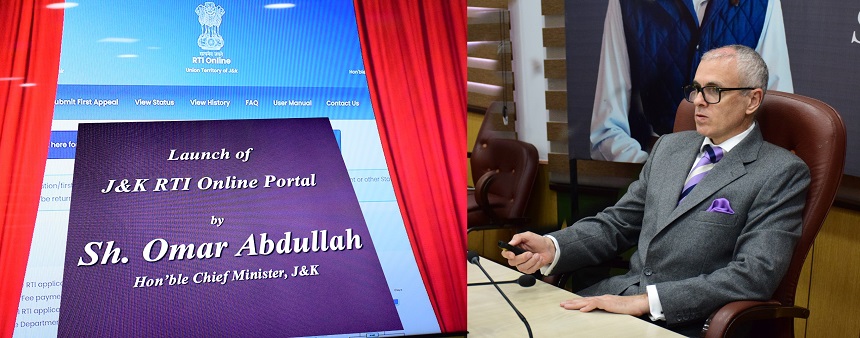 CM Omar Launches RTI Portal For Citizens, Integrates 62 Govt Departments