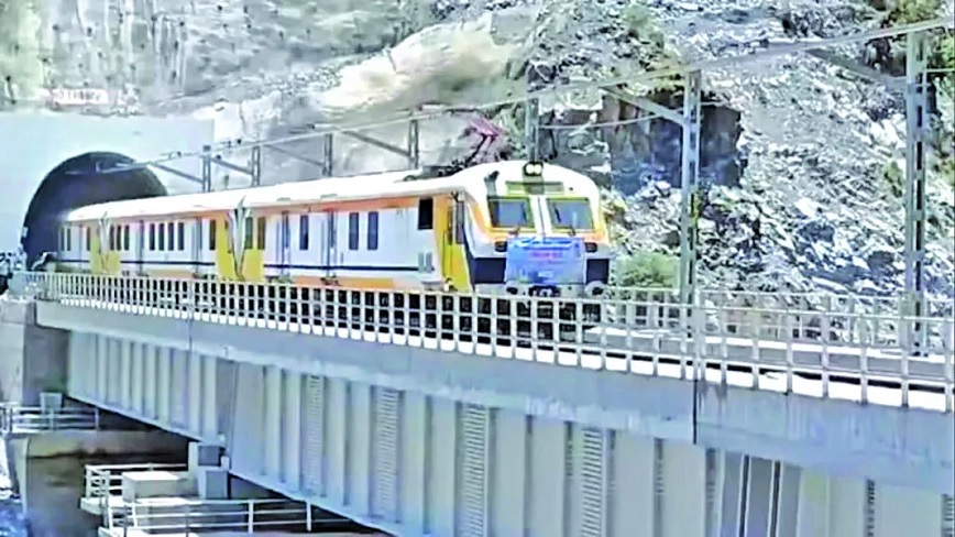 First Successful Trial Run Of Train On Katra-Banihal Section