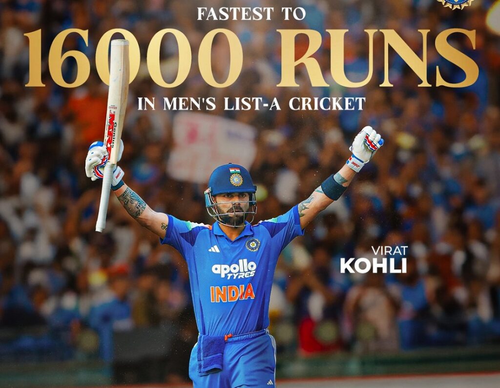 Kohli Goes Past Tendulkar to Become Fastest to 16000 List A Runs – Kashmir  Observer